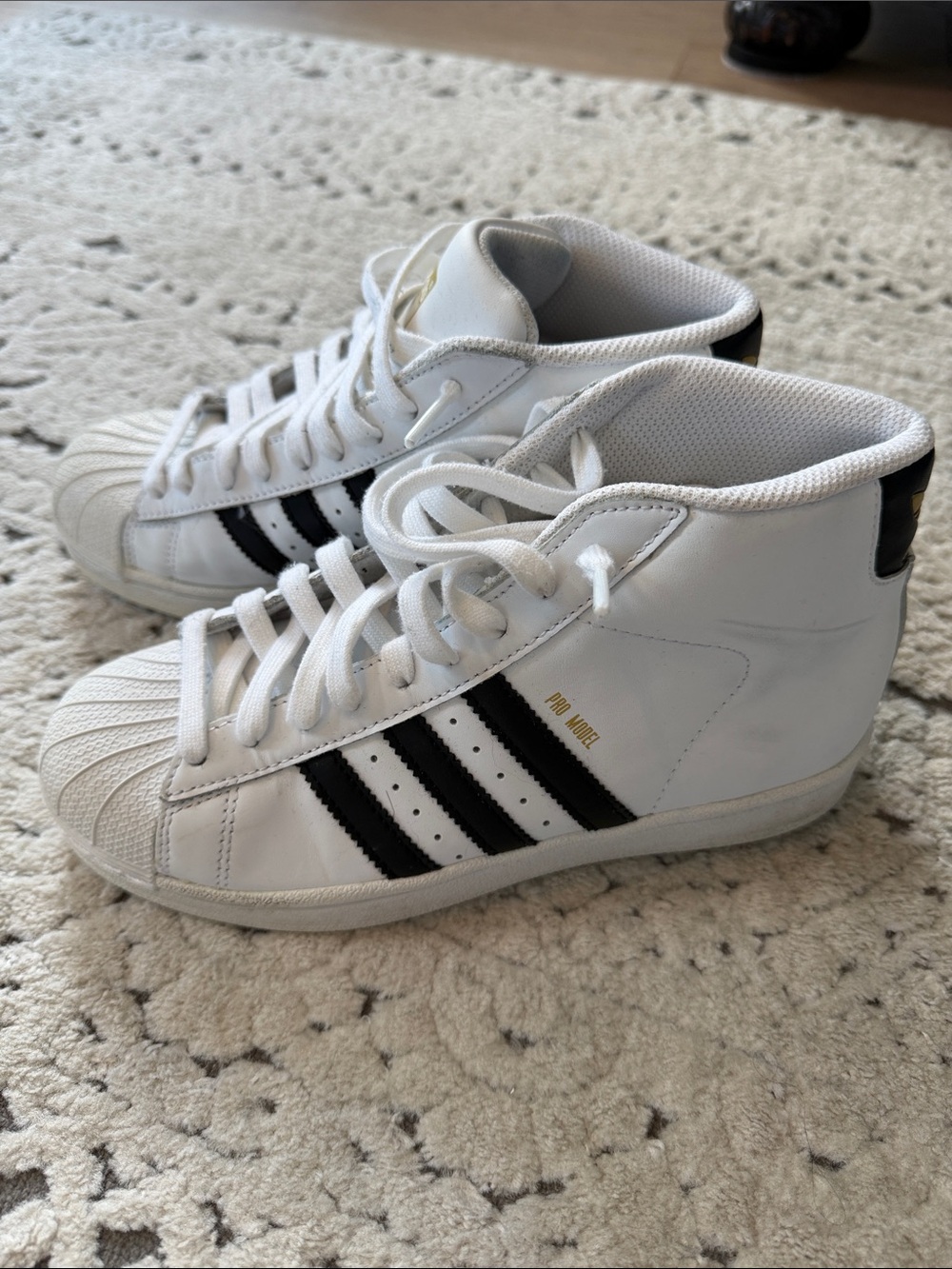 adidas White and Black Kids High-Top Sneakers